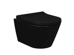 Taharet Dusch Wc Schwarz Matt Kurzform mit Soft Close Wc sitz