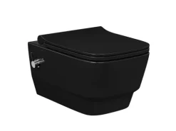 Taharet Dusch WcWarm+ Kalt Anschluss ,Schwarz matt mit Intergrierter Armatur mit Soft Close Wc sitz