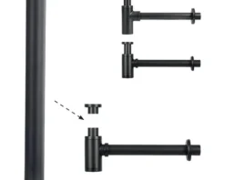 Tauchrohr für Waschtisch 295 x Ø32 mm schwarz matt 30.415.68