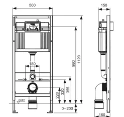 TECEprofil WC-Modul mit Uni-Spülkasten, Bauhöhe 820 mm (9300301)