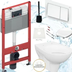 TECE Vorwandelement WC Drückerplatte weiß inkl. Zubehör Set