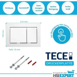 TECE Vorwandelement WC Drückerplatte weiß inkl. Zubehör Set