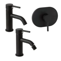 3-teiliges Armaturen-Set für das Badezimmer in mattschwarz | Fassa