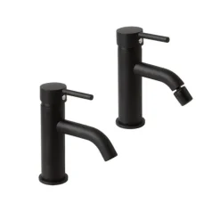 2-teiliges Badarmaturen-Set in mattschwarz | Fassa
