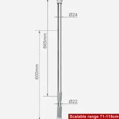 Teleskop-Duschstange 71-115 cm. Ø 25 mm Chrom