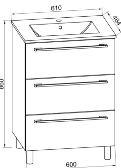 2-tlg. Waschplatz Waschtisch Badinos 3 Schublade