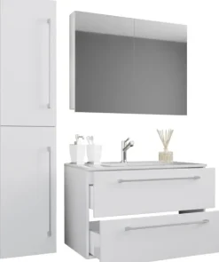 4-tlg. Waschplatz Waschtisch Badinos Schublade SC
