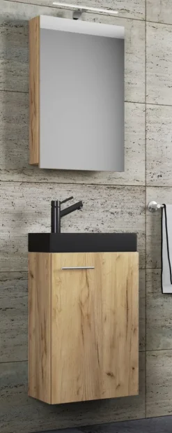 3tlg Waschtisch Slito SC Toilette schmal Schwarz