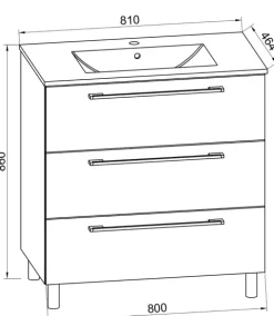 2-tlg. Waschplatz Waschtisch Badinos 3 Schublade