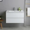 Unterschrank mit Waschtisch in 80 cm – weiße Holzoptik | Bilbao
