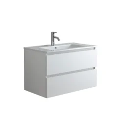 Unterschrank mit Waschtisch in 80 cm – weiße Holzoptik | Bilbao