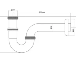 veporit. Röhrensiphon für Waschtisch 1 1/4 x 32 mm chrom glänzend