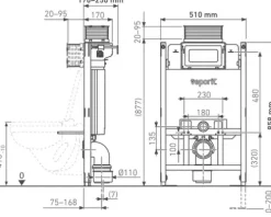 veporit. Vorwandelement für Wand-WC ICUBOX WC 858 Duo H: 858 mm Betätigung von vorne und von oben inkl. Einwurfschacht und Wandbefestigung