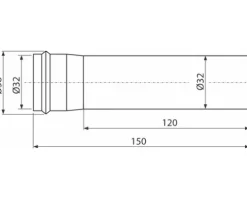 veporit Verlängerungsrohr 32 mm x 150 mm edelstahl