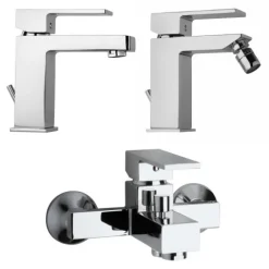 Verchromtes Bad-Armaturen-Set, eckige Form, modernes Design | Infinity