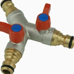V-3GY. Verteiler 3 x1/2 Stutzen für Kupplung mit 2 Absperrhähnen