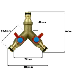 V-3GY. Verteiler 3 x1/2 Stutzen für Kupplung mit 2 Absperrhähnen