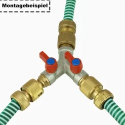V-3GY. Verteiler 3 x1/2 Stutzen für Kupplung mit 2 Absperrhähnen