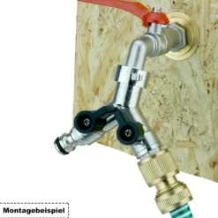 V-3GY. Verteiler 3 x1/2 Stutzen für Kupplung mit 2 Absperrhähnen