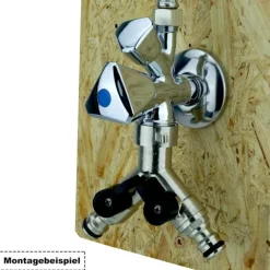 V-3GY. Verteiler 3 x1/2 Stutzen für Kupplung mit 2 Absperrhähnen
