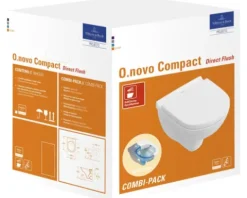 Villeroy & Boch Wand-WC Set O.novo Tiefspüler offener Spülrand weiß glänzend mit WC-Sitz 5688HR01