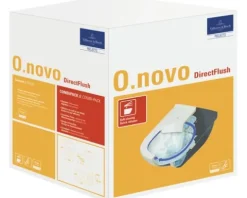 Villeroy & Boch Wand-WC Set O.novo Tiefspüler offener Spülrand weiß glänzend mit WC-Sitz 5660HR01