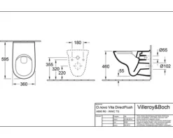 Villeroy & Boch Wand-WC ViCare Tiefspüler offener Spülrand erhöht weiß glänzend ohne WC-Sitz 4695R001