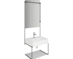VitrA Möbelwaschtisch Equal 620 x 450 mm weiß glänzend matt mit Ablagegitter schwarz matt 64082