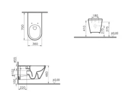 VitrA Wand-WC Set Integra Tiefspüler ohne Spülrand erhöht lang weiß glänzend VitrA Hygiene mit WC-Sitz 7098B003-6356