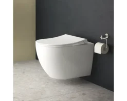 VitrA Wand-WC Set Mia Tiefspüler ohne Spülrand weiß glänzend mit antibakterieller VitrA Hygiene Glasur und WC-Sitz 7510B003-6288