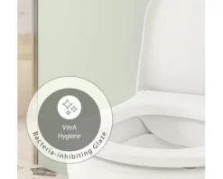 VitrA Wand-WC Set Mia Tiefspüler ohne Spülrand weiß glänzend mit antibakterieller VitrA Hygiene Glasur und WC-Sitz 7510B003-6288