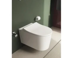 VitrA Wand-WC Set Nest Tiefspüler QuantumFlush ohne Spülrand weiß glänzend mit Beschichtung VitrA Hygiene + VitrA Clean mit WC-Sitz 7870B403-6361