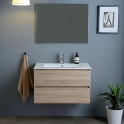 Vormontiertes Badezimmermöbel-Set mit 2 Schubladen, 80cm | Berlin