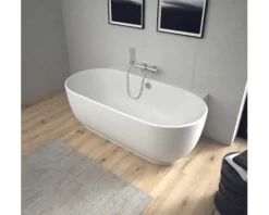 Vorwandbadewanne DURAVIT Luv 85 x 180 cm mit nahtloser Verkleidung und Fußgestell weiß matt 700433000000000
