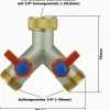 V-Y2H. Y-Verteiler 2-Wege mit Absperhähnen 3/4IG - 2x3/4AG (Messing / Y-Form)