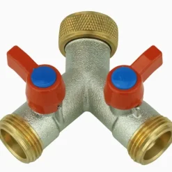 V-Y2H. Y-Verteiler 2-Wege mit Absperhähnen 3/4IG - 2x3/4AG (Messing / Y-Form)