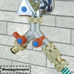 V-Y2H. Y-Verteiler 2-Wege mit Absperhähnen 3/4IG - 2x3/4AG (Messing / Y-Form)