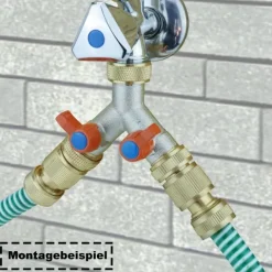 V-Y2H. Y-Verteiler 2-Wege mit Absperhähnen 3/4IG - 2x3/4AG (Messing / Y-Form)
