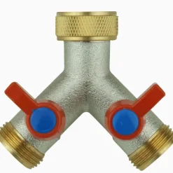 V-Y2H. Y-Verteiler 2-Wege mit Absperhähnen 3/4IG - 2x3/4AG (Messing / Y-Form)