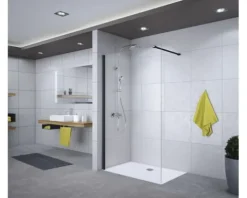 Walk In Duschwand Breuer Panorama 140 cm Dekor Satiniert Profilfarbe schwarz