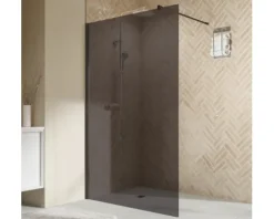 Walk In mit BREUER Elana 2.0 80 x 200 cm Profil abgerundet schwarz Glasdekor Grau Reversibel