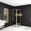 Walk In mit Klappwand Aurlane Golden Edge 90 + 40 x 200 cm Profil gold Klarglas Reversibel