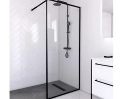Walk In Aurlane Dark Edge 90 cm Profil schwarz Klarglas Reversibel