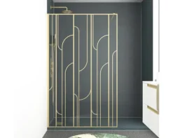 Walk In mit Aurlane Art Deco Gatsvy Round 120 x 195 cm Profil gold Klarglas Reversibel