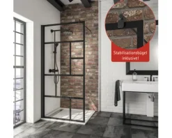 Walk In SCHULTE Alexa Style 2.0 Black Style ExpressPlus 140 cm Profil schwarz Glasdekor Atelier