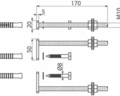 Wandbefestigung für Montageelement C201 und veporit.