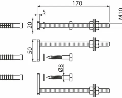 Wandbefestigung für Montageelement C201 und veporit.