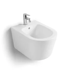 Wandbidet aus weißer Sanitärkeramik, abgerundete Form | Blues