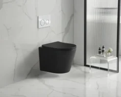 Wand-WC Set Nakia Tiefspüler ohne Spülrand kurz schwarz matt mit WC-Sitz 1271830