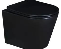 Wand-WC Set Nakia Tiefspüler ohne Spülrand kurz schwarz matt mit WC-Sitz 1271830